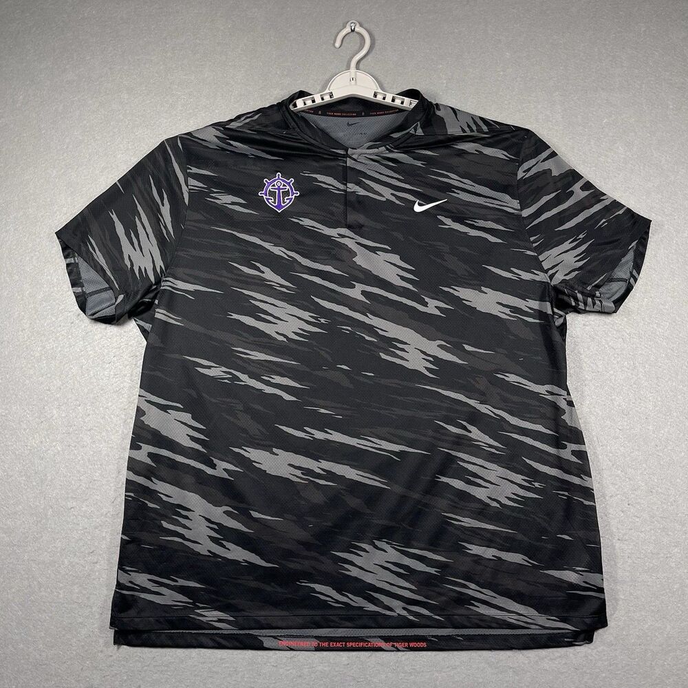 Portland Pilots Polo Shirt Mens 2XL XXL Black Camo Nike Tiger Woods Mesh NCAA
